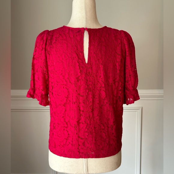 1.STATE Women's Puff Short Sleeve Keyhole Top size Medium - Picture 3 of 11